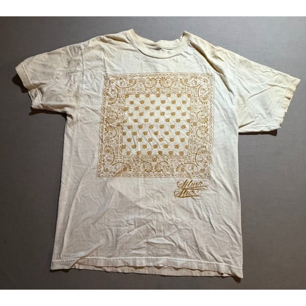 Vintage Silver Star Shirt Adult Large Ivory Short Sleeve Pullover Tee‎ Mens.